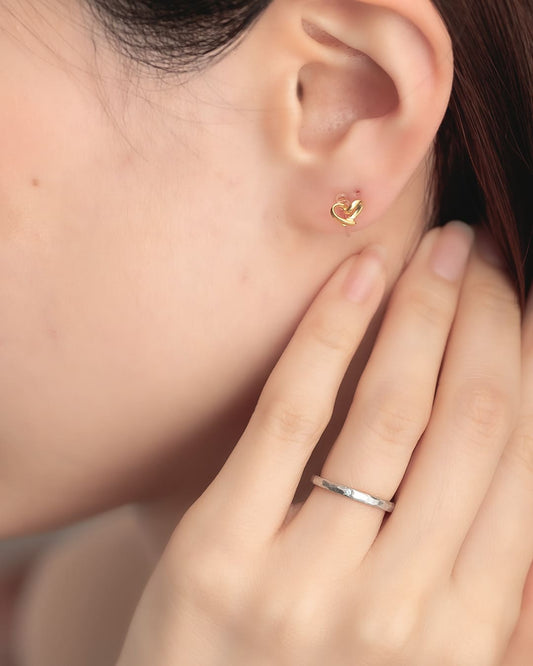 【S925/18KGP】きゅんハートミニイヤリング ND