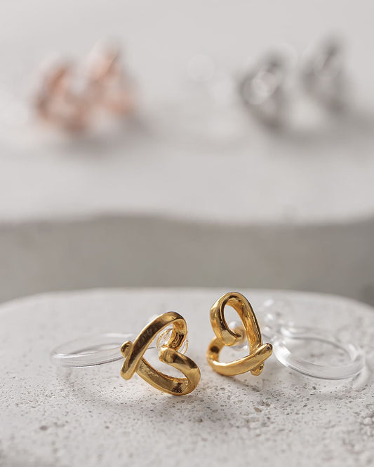 【S925/18KGP】きゅんハートミニイヤリング ND